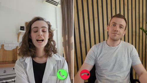 Discussion engageante entre deux professionnels lors d'un appel en ligne
