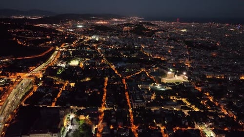 Barcelona city skyline at night, Catalonia, Spain