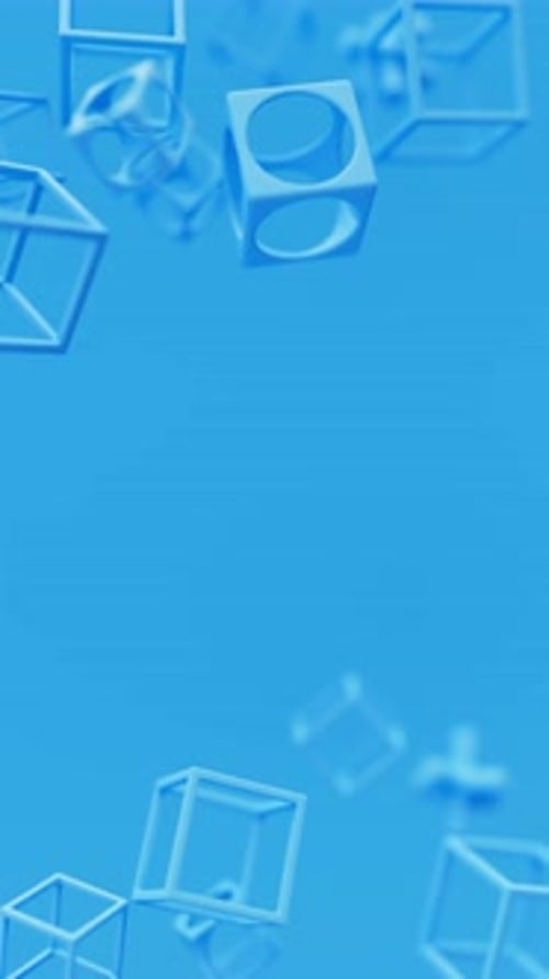 Abstract 3d Blue Geometric Shapes Rotating Animation Loop Modern Minimalistic Background 3d Render