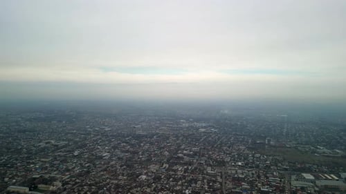 Bishkek city during winter time, polluted air