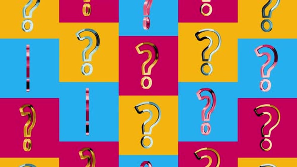 Dynamic Question Mark Symbols Rotating in Seamless Geometric Pattern ...