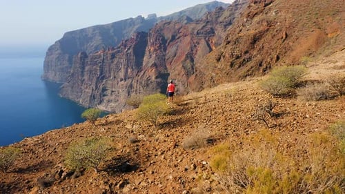 Flight Over the Slopes of the High Rocky Mountains in Tenerife