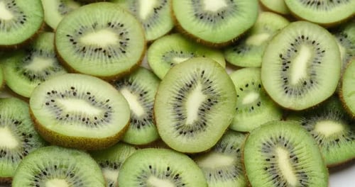 Top Down Background View Made of Fresh Sliced Organic Kiwi Closeup