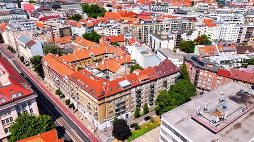 Footage over the beautiful historical buildings in the old town of Bratislava, Slovakia.