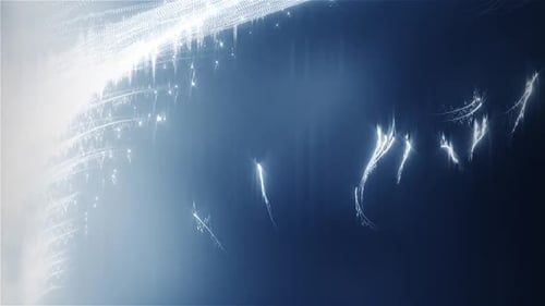 Abstract Blue Digital Art Light Trails Glowing Particles Energy Flowing Lines White Dots Dark Backgr