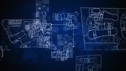Continuous Loop of Architectural Blueprint Animations