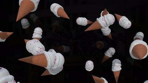 Falling 3D Ice Cream Cones Seamless Loop