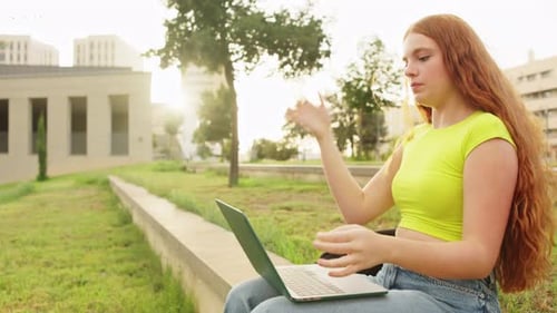 University Student Using Laptop Having Video Call