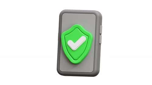 Animated 3D Secure Smartphone with Protection Shield