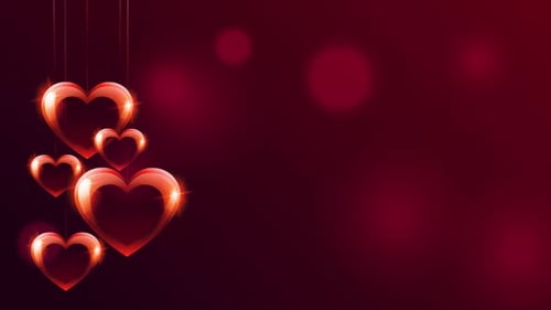 Swaying Glossy Red Hearts Romantic Background Animation