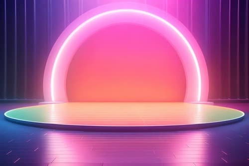 podium Futuristic showcase with platform for product displaying. Empty modern stage display