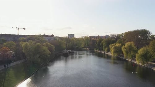 Aerial view of Spree river, Germany.