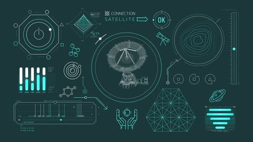 Animation Of Radio Astronomy And Space Observation Infographics On Alpha Channel 4K