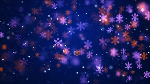 Animated Falling Snowflakes and Particles Festive Background