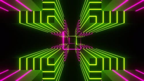 Pink And Green Neon Squares Cyberspace Background Vj Loop In 4K