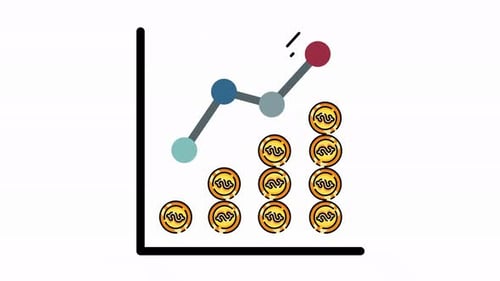 Flat Design Business Growth Chart with Coins Animation