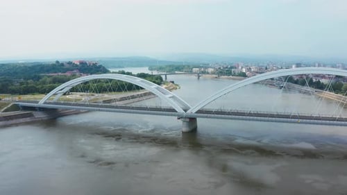 Drone flying over zezelj bridge