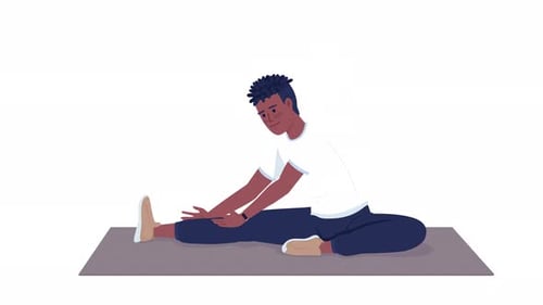 Flat Design Animation of Person Performing Seated Stretch