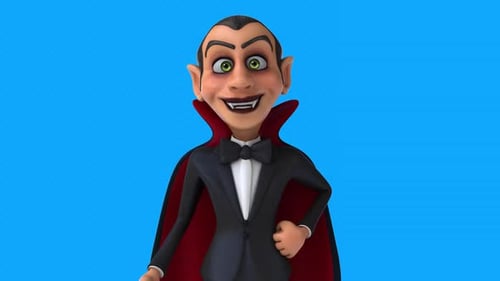 Divertido vampiro de dibujos animados en 3D saludando (con canal alfa incluido)
