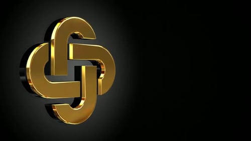 Golden 3D Abstract Corporate Logo Rotation