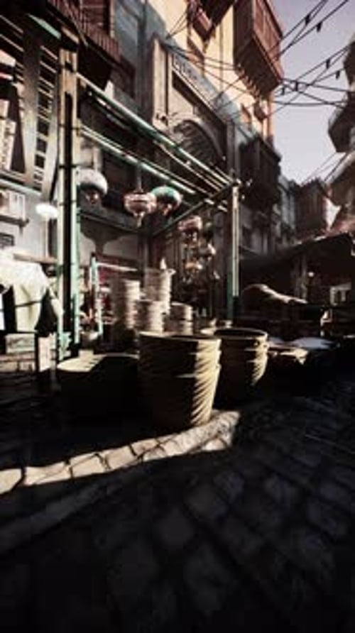 Old Market Street Panning Through Ancient Bazaar Alley