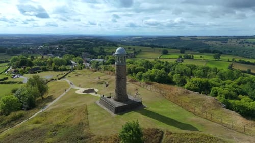 Crich Memorial Tower Overlooking Derbyshire Landscape