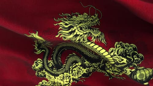 Flagge „Chinesisches Jahr des Drachen“ Rot und Gelb