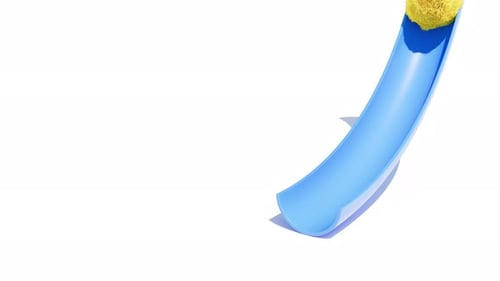 Modern 3D Furry Ball Rolling Down Blue Slide Animation