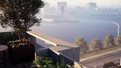 Cityscape View From Balcony