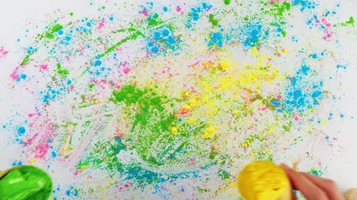 Colorful Powdered Dye Abstract Art on White Surface