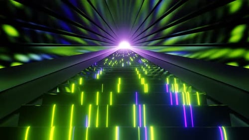 Purple And Lime Neon Glow Stairs Background Vj Loop In 4K
