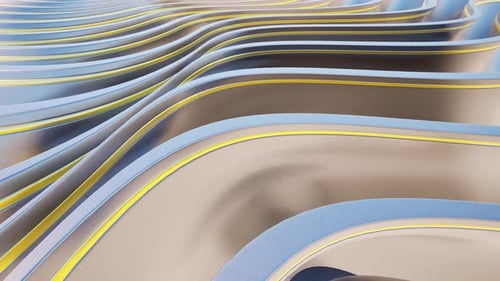 Abstract Metal Waves Flow in Gold and Silver Tones Showcases Fluid Curves with Holographic Gradients