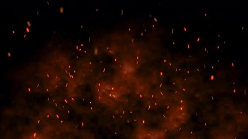 Animated Rising Fire Sparks and Smoke Loop