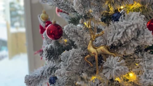 Decorated Christmas tree with lights and ornaments