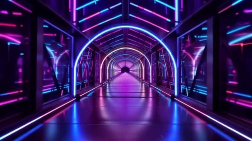 Glowing Synthwave Space Tunnel
