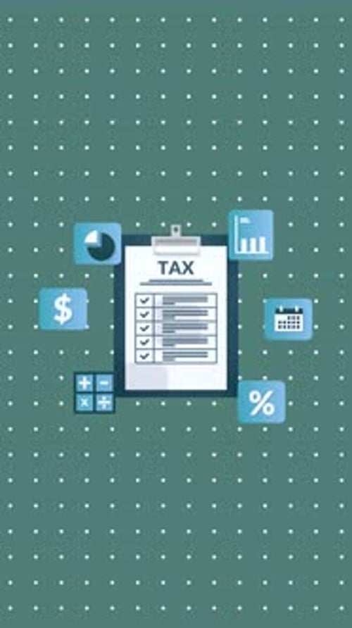 Animated Tax Form with Icons in Vertical Video for Tax and Finance Concepts.
