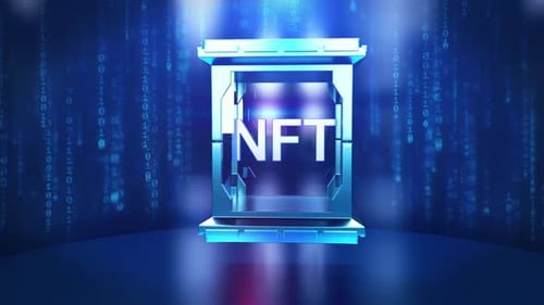 Dynamic Rotating NFT Box Loop Featuring Modern Blockchain
