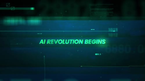 Futuristic AI Text Title Reveal with Digital Glitch Effects