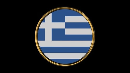 Rotating Golden Ring Greece Flag Animation