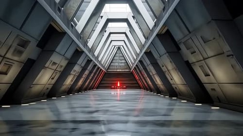 Futuristic corridor with a triangle design