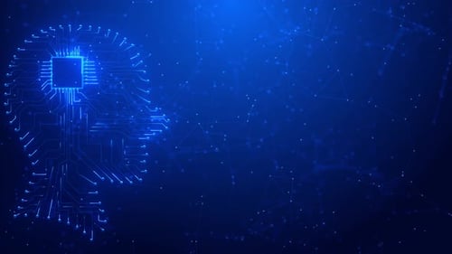 AI Brain Circuit Board Digital Network Loop Background