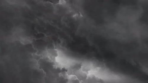 4k view of gray clouds in the sky and a thunderstorm.