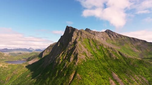 Panoramic Tranquility Majestic Green Rocky Fjords Norwegian Sea Lofoten Islands