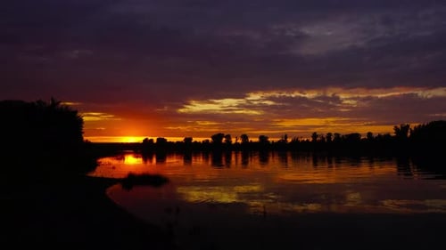 River Sunset Landscape Timelapse Zoom in
