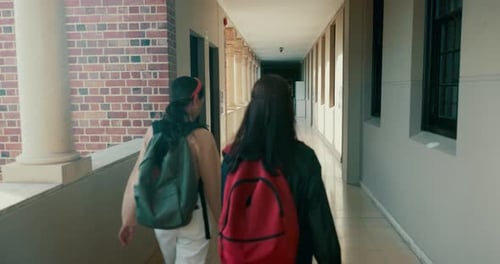 University, students and walking to class on campus for learning, knowledge