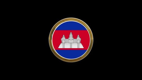 Cambodia Flag Circle Icon Loop Animation