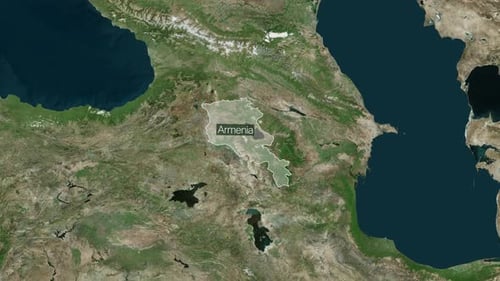 World Map Zoom To Armenia With Country Outline And Name Label