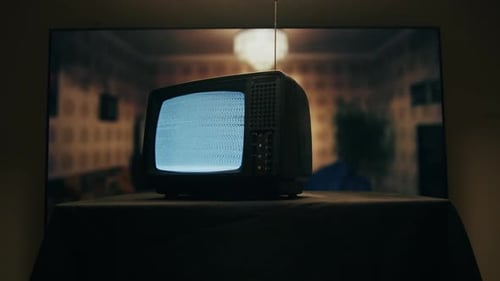 Old Television Set with Static on Screen