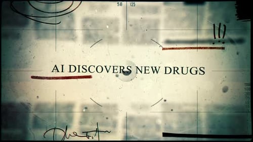 Grungy Text Reveal: AI Discovers New Drugs Title Animation