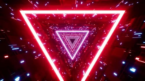 Red and Blue Sci Fi Triangle Light Tunnel Vj Loop